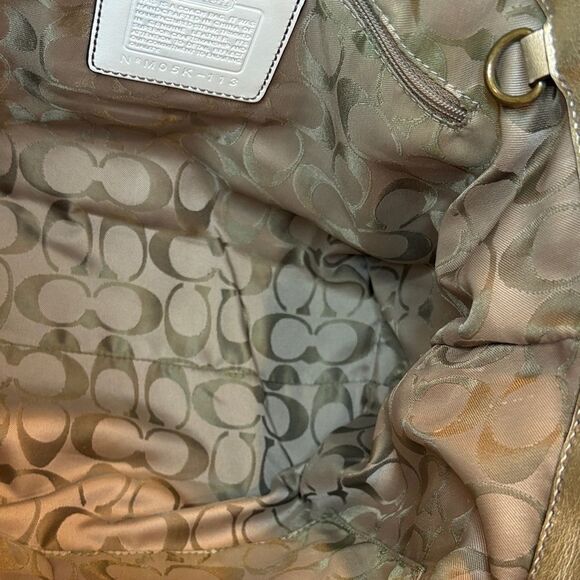 Coach Bag Purse Handbag Legacy Straw & Metallic Leather Tote Shoulder Pocketbook - Picture 15 of 16